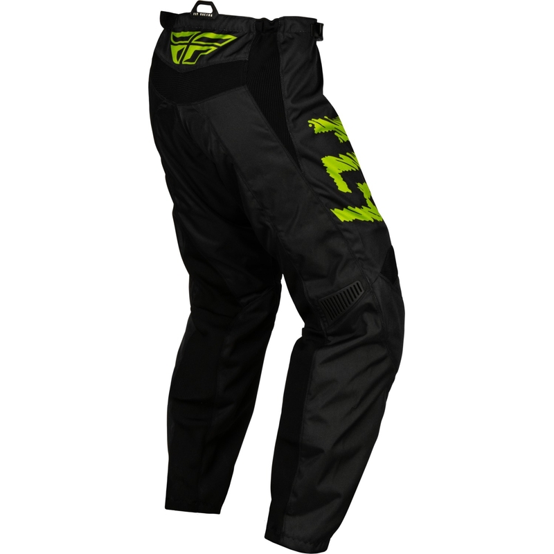 Pantalones motocross niño FLY Racing F-16 2024 negro-verde fluo-gris liquidación