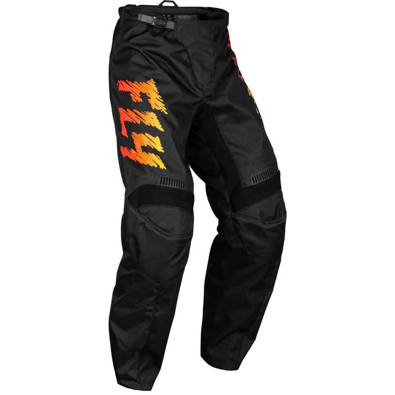 Pantalón motocross niño FLY Racing F-16 2024 negro-amarillo-naranja liquidación