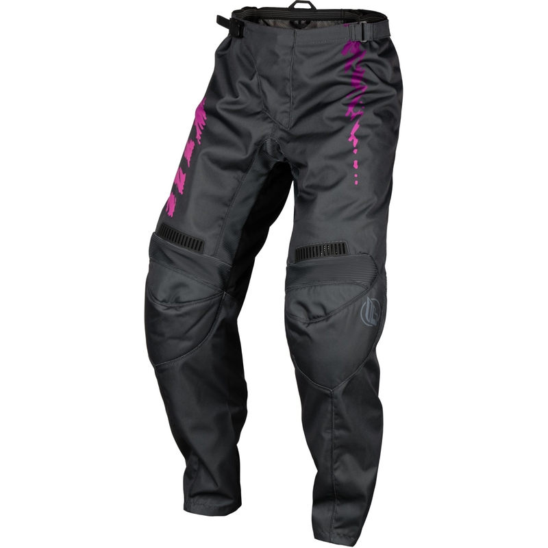 Pantalón motocross niño FLY Racing F-16 2024 gris-negro-rosa liquidación