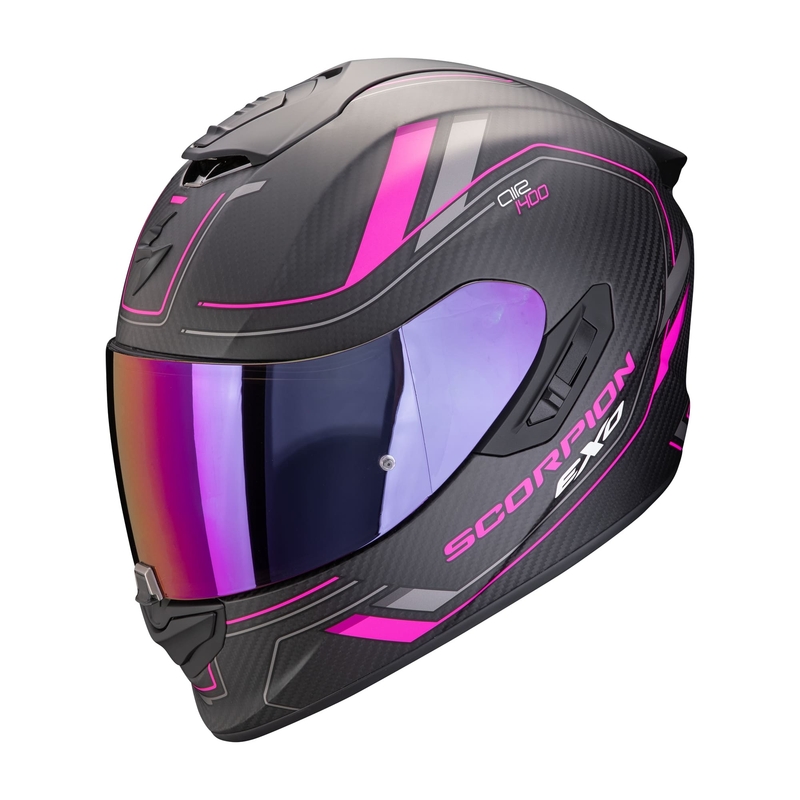 Casco integral de moto Scorpion EXO-1400 EVO II CARBON AIR MIRAGE negro mate-rosa liquidación