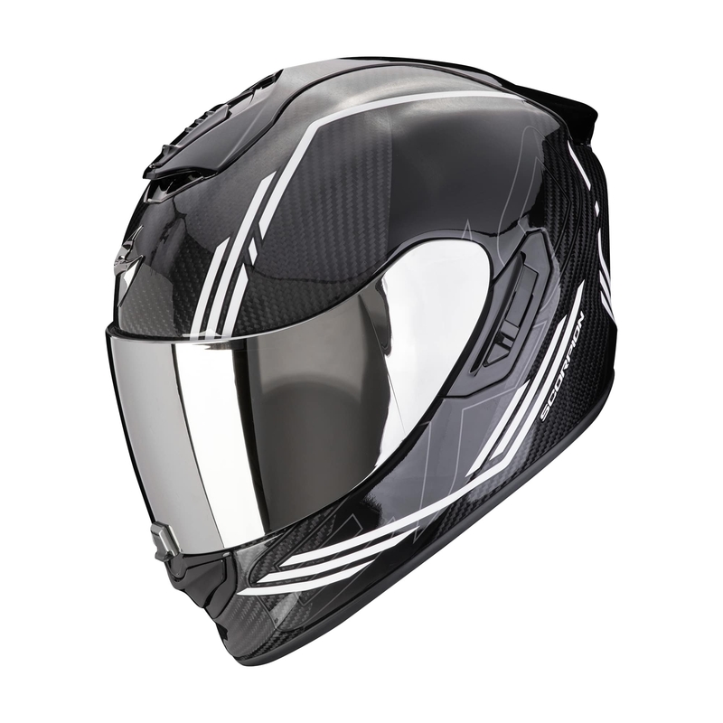 Casco integral de moto Scorpion EXO-1400 EVO II CARBON AIR REIKA blanco y negro liquidación
