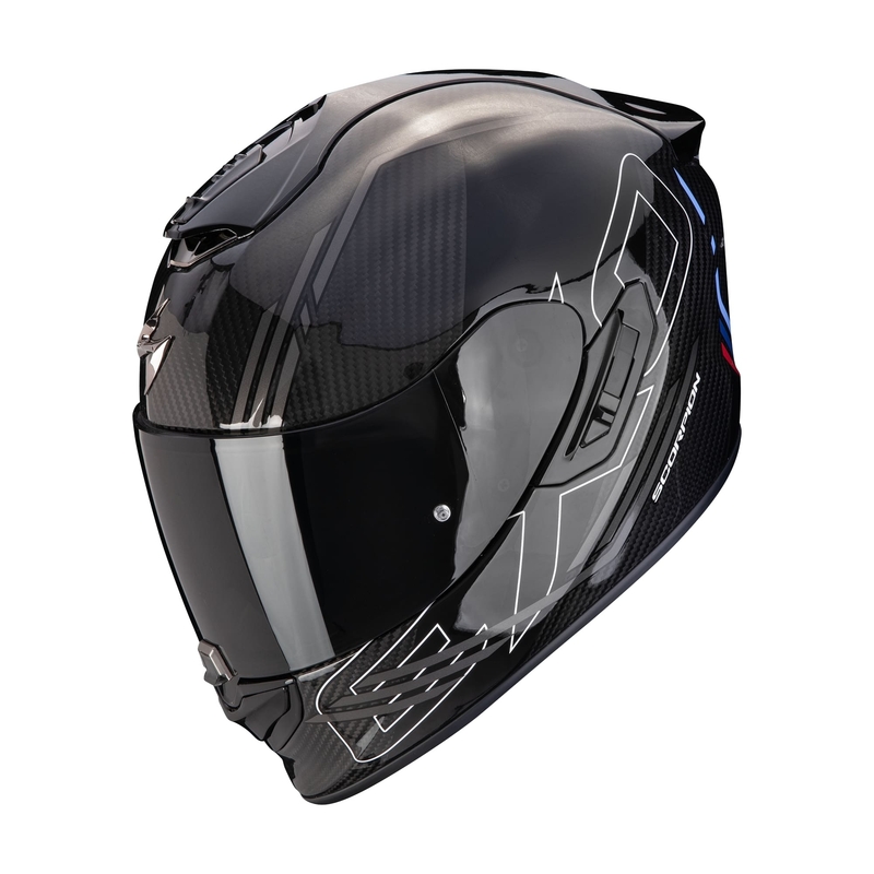 Casco integral de moto Scorpion EXO-1400 EVO II CARBON AIR REIKA negro-plata-azul liquidación