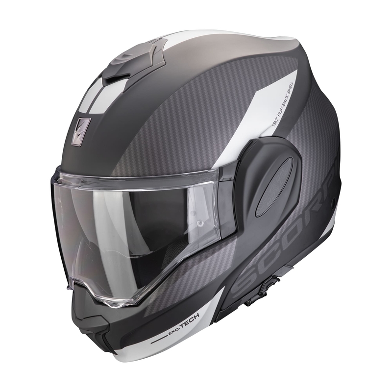 Casco de moto abatible Scorpion EXO-TECH EVO TEAM negro-plata mate