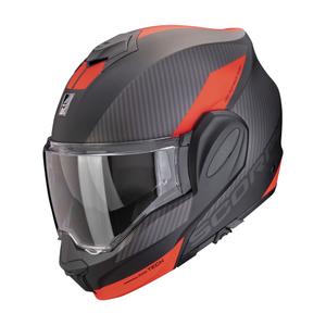 Casco de moto abatible Scorpion EXO-TECH EVO TEAM negro-plata-rojo mate