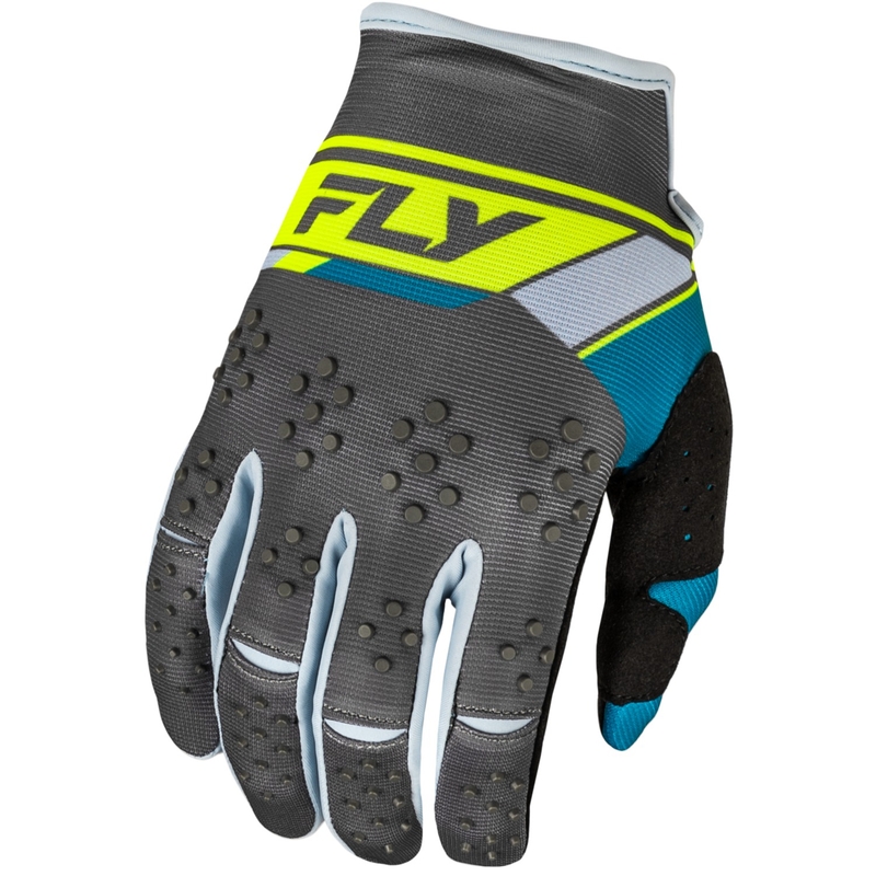 Guantes motocross FLY Racing Kinetix Prix 2024 gris-amarillo fluo