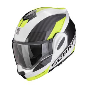 Casco de moto plegable Scorpion EXO-TECH EVO TEAM blanco-amarillo fluo