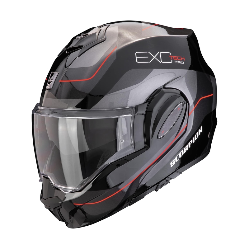 Casco de moto plegable Scorpion EXO-TECH EVO PRO COMMUTA negro-plata-rojo liquidación