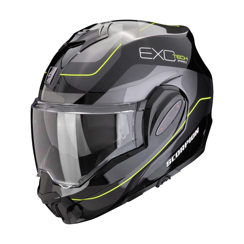 Casco de moto plegable Scorpion EXO-TECH EVO PRO COMMUTA negro-plata-amarillo liquidación
