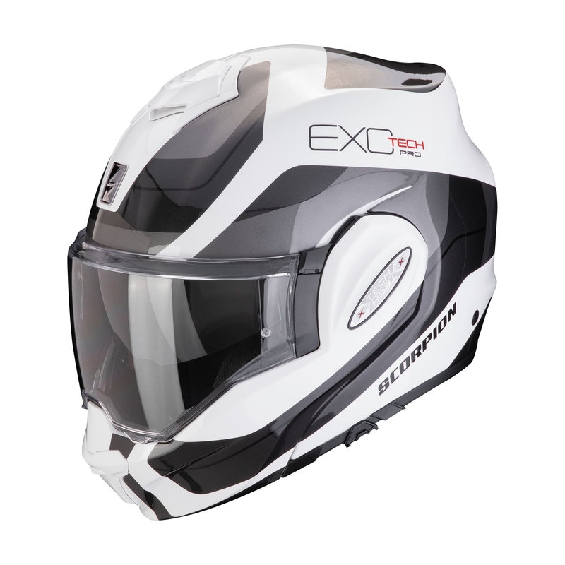 Casco de moto plegable Scorpion EXO-TECH EVO PRO COMMUTA blanco-plata liquidación