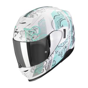 Casco integral de moto Scorpion EXO-520 EVO AIR FASTA blanco-azul claro