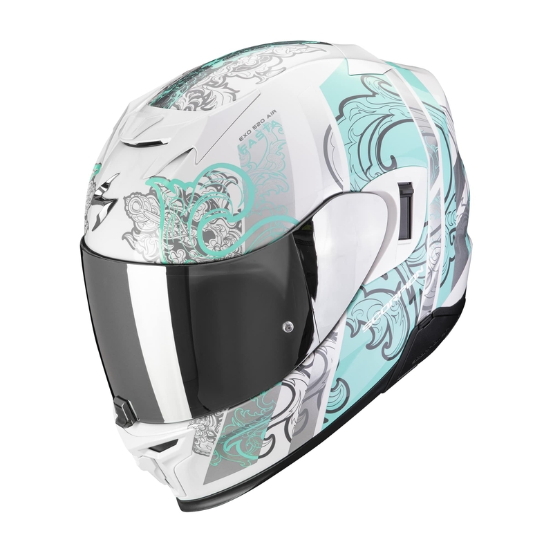 Casco integral de moto Scorpion EXO-520 EVO AIR FASTA blanco-azul claro liquidación