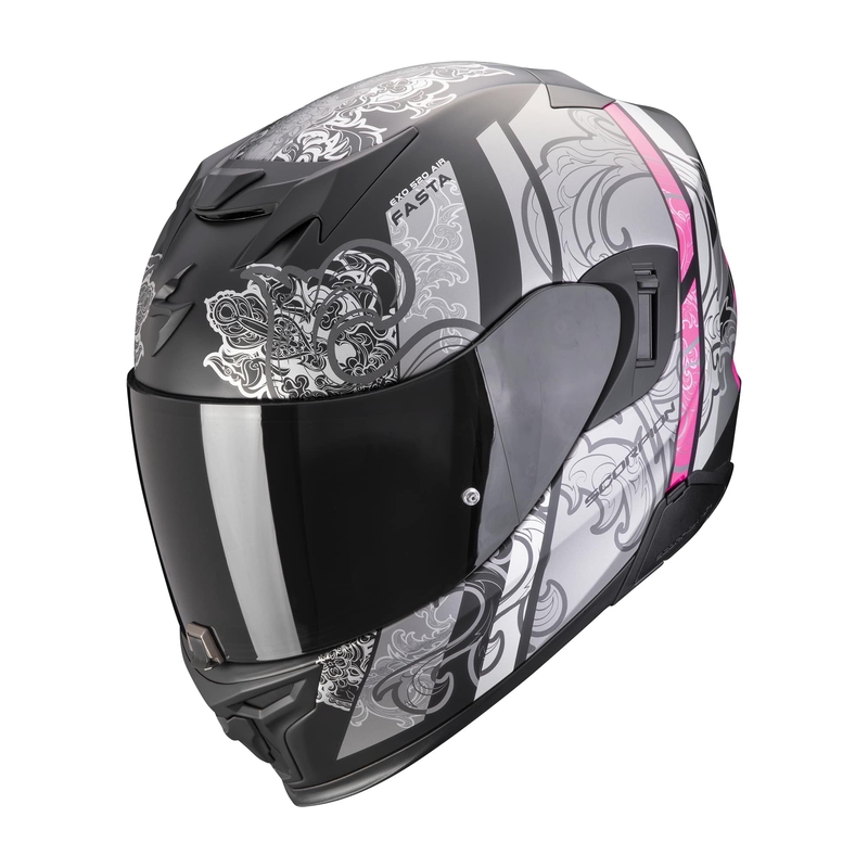 Casco integral de moto Scorpion EXO-520 EVO AIR FASTA negro-plata-rosa mate liquidación