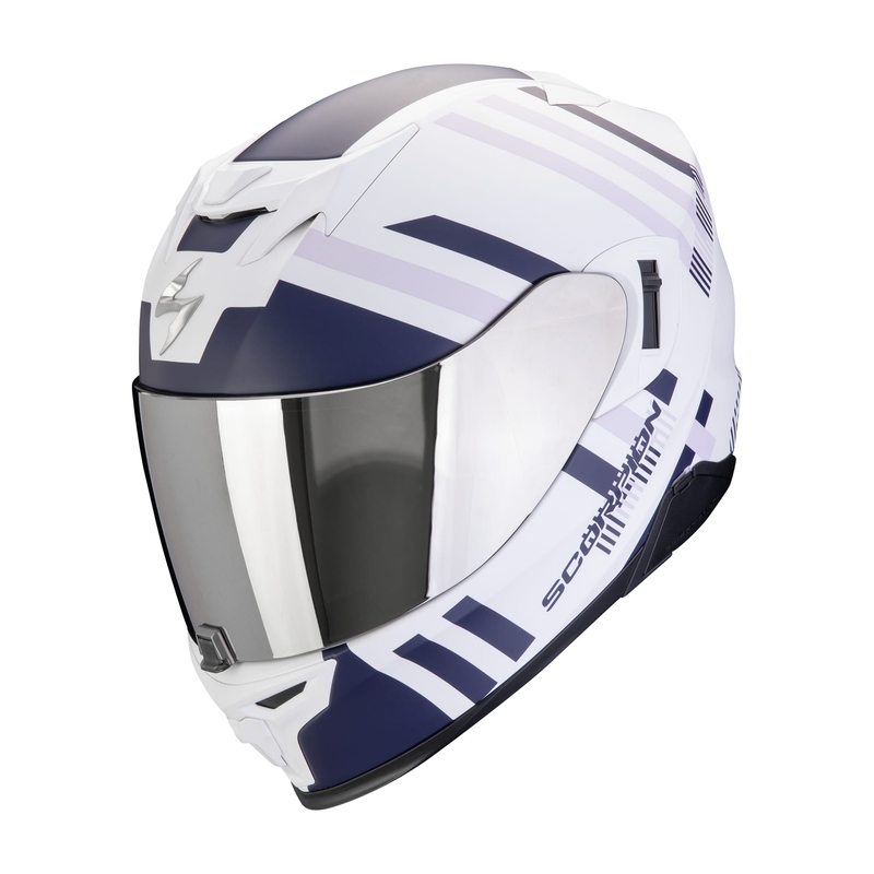 Casco integral de moto Scorpion EXO-520 EVO AIR BANSHEE mate blanco-azul-morado liquidación