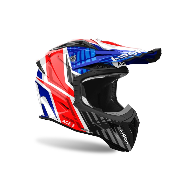 Casco de motocross Airoh Aviator Ace 2 Stream azul-rojo brillante