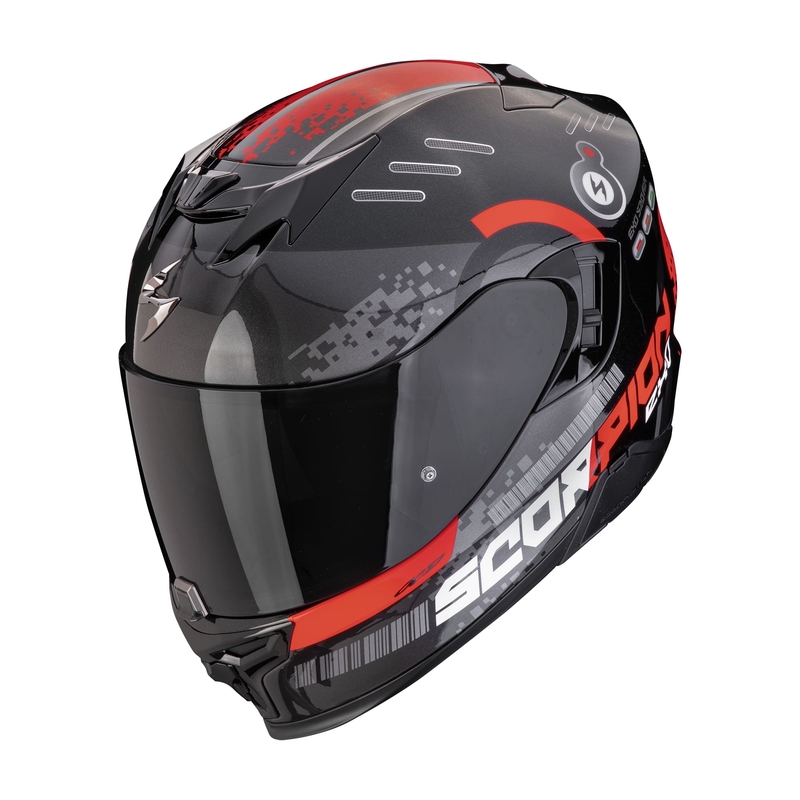 Casco integral de moto Scorpion EXO-520 EVO AIR TITAN metálico negro-rojo liquidación