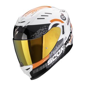 Casco integral de moto Scorpion EXO-520 EVO AIR TITAN blanco-naranja