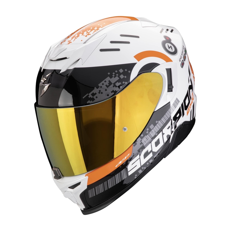 Casco integral de moto Scorpion EXO-520 EVO AIR TITAN blanco-naranja liquidación