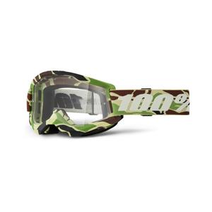 Gafas motocross 100% STRATA 2 New War Camo verde (plexi transparente)