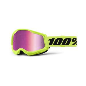 Gafas motocross 100% STRATA 2 Nuevo amarillo fluo (plexi rosa)