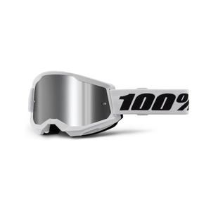 Gafas motocross 100% STRATA 2 Nuevo blanco (plexi plata)