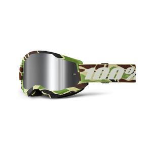 Gafas de motocross 100% STRATA 2 New War Camo verde (plexi plateado)