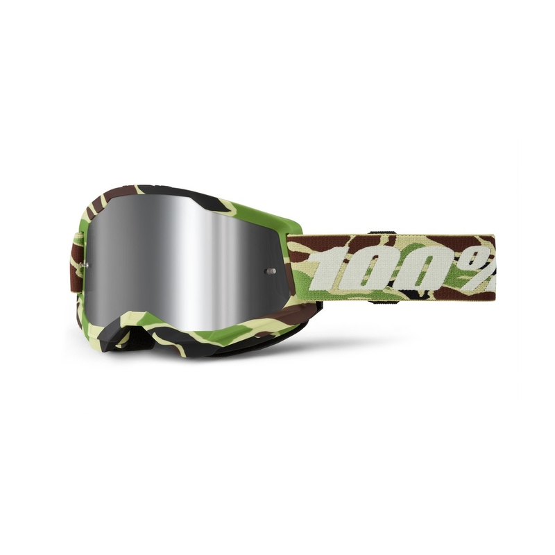 Gafas de motocross 100% STRATA 2 New War Camo verde (plexi plateado)