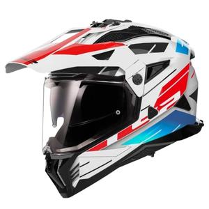Casco moto enduro LS2 MX702 PIONEER II NAMIB blanco-azul-rojo