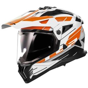 Casco moto enduro LS2 MX702 PIONEER II NAMIB blanco-naranja