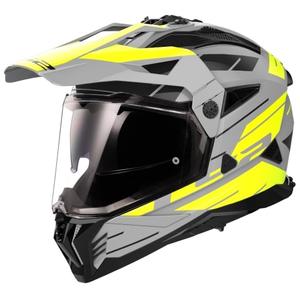Casco moto enduro LS2 MX702 PIONEER II NAMIB gris-amarillo fluo