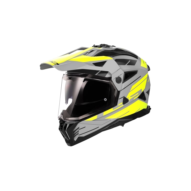 Casco moto enduro LS2 MX702 PIONEER II NAMIB gris-amarillo fluo