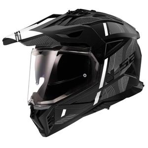 Casco de moto de enduro LS2 MX702 PIONEER II HILL negro mate y blanco