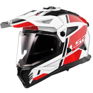 Casco moto enduro LS2 MX702 PIONEER II HILL blanco-rojo