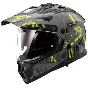 Casco moto enduro LS2 MX702 PIONEER II CRAZY negro-amarillo fluo