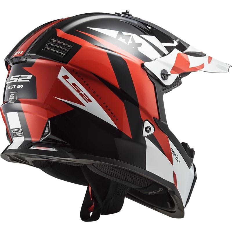 Casco de motocross para niños LS2 MX437 FAST EVO MINI STRIKE negro-blanco-rojo