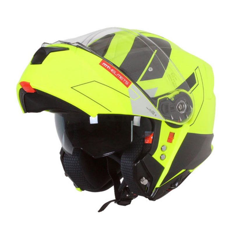 Casco de moto abatible MT Genesis SV Talo C3 amarillo fluo-gris mate
