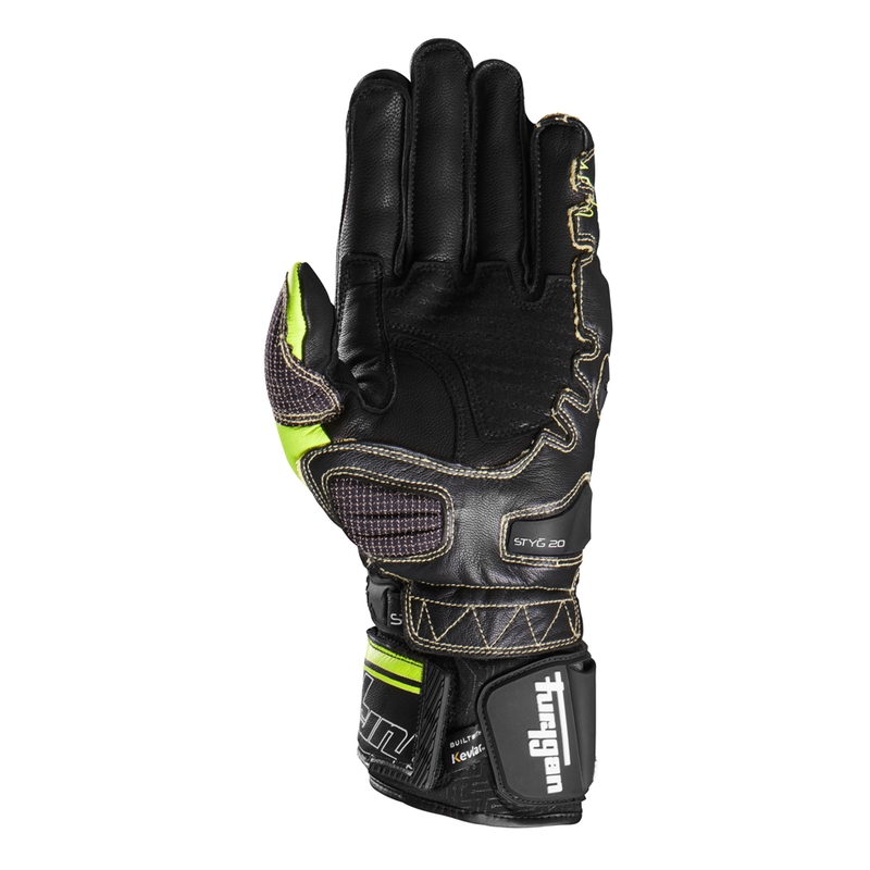 Guantes de moto Furygan Styg 20 x Kevlar negro-amarillo flúor-blanco
