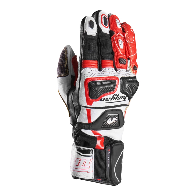 Guantes de moto Furygan Styg 20 x Kevlar negro-blanco-rojo
