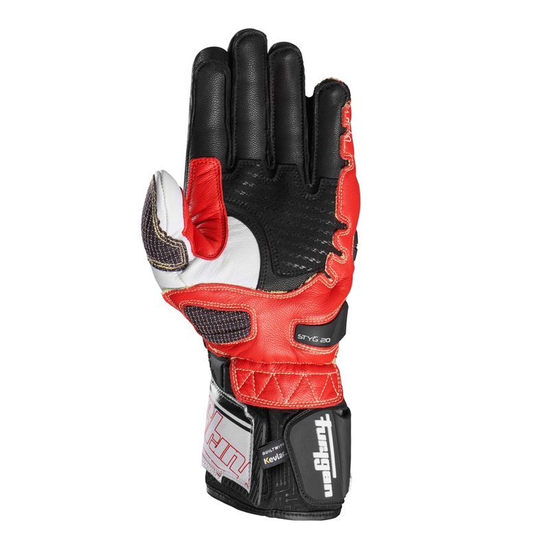 Guantes de moto Furygan Styg 20 x Kevlar negro-blanco-rojo