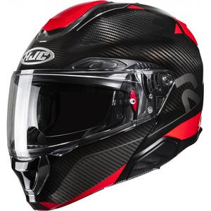 Casco de moto abatible HJC RPHA 91 CARBON Noela MC1 negro-rojo