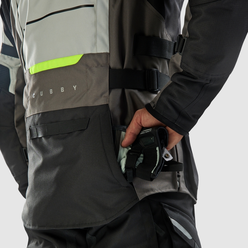 Chaqueta de moto Rebelhorn Cubby V en negro, gris y amarillo fluorescente