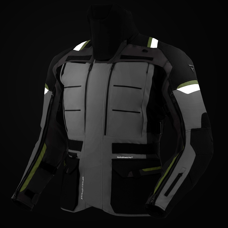 Chaqueta de moto Rebelhorn Cubby V en negro, gris y amarillo fluorescente