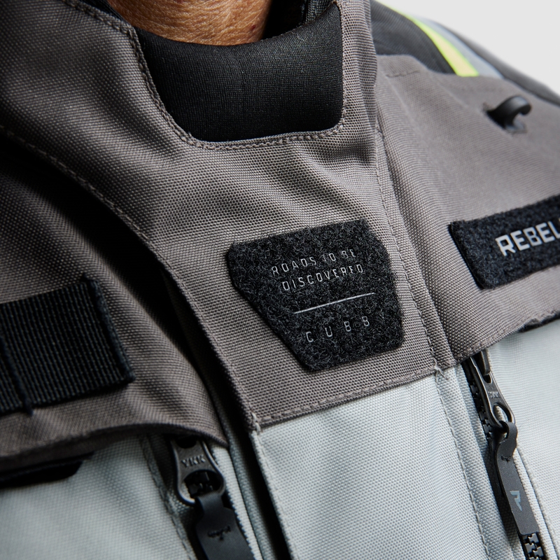 Chaqueta de moto Rebelhorn Cubby V en negro, gris y amarillo fluorescente
