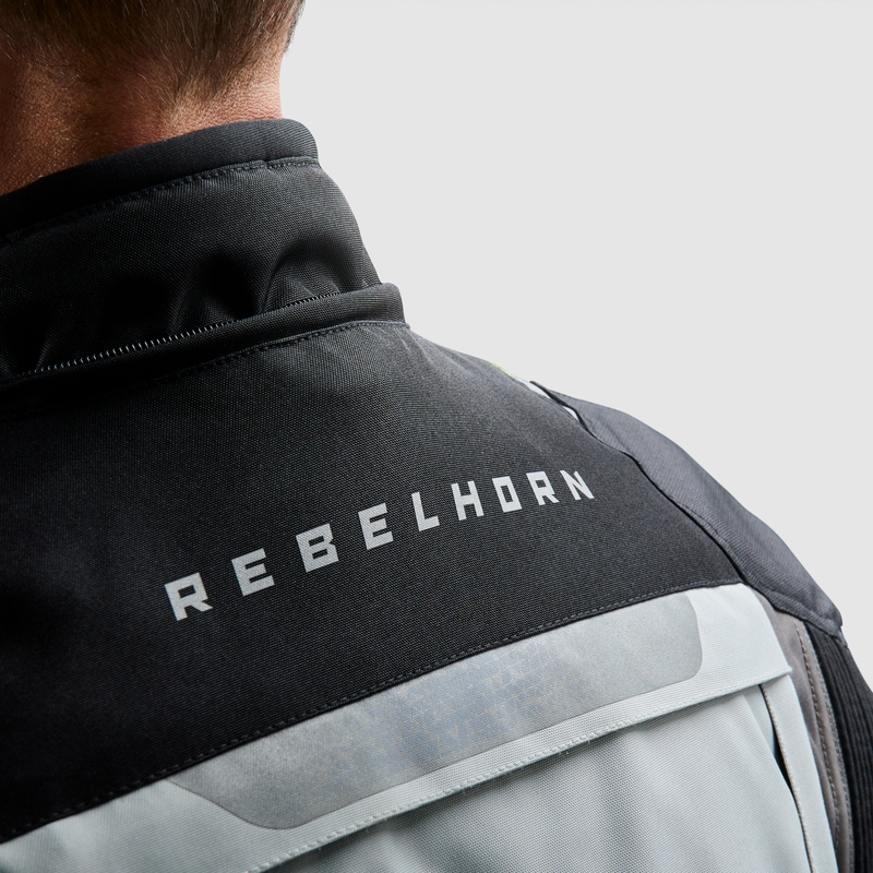 Chaqueta de moto Rebelhorn Cubby V en negro, gris y amarillo fluorescente