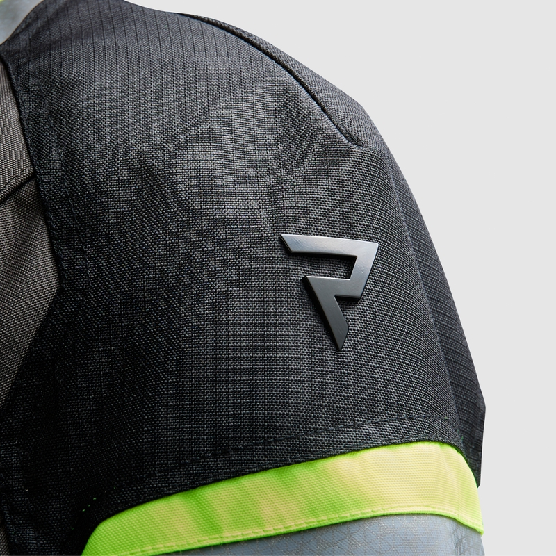 Chaqueta de moto Rebelhorn Cubby V en negro, gris y amarillo fluorescente