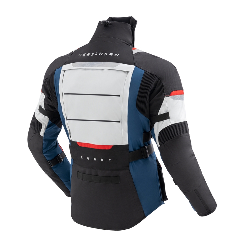 Chaqueta de moto Rebelhorn Cubby V azul-gris-roja