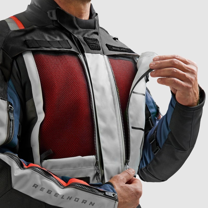 Chaqueta de moto Rebelhorn Cubby V azul-gris-roja