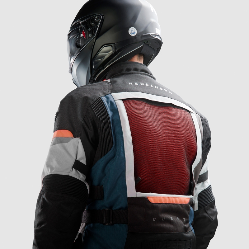 Chaqueta de moto Rebelhorn Cubby V azul-gris-roja
