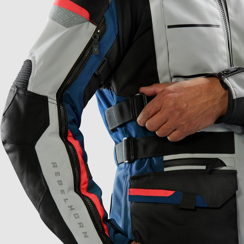 Chaqueta de moto Rebelhorn Cubby V azul-gris-roja