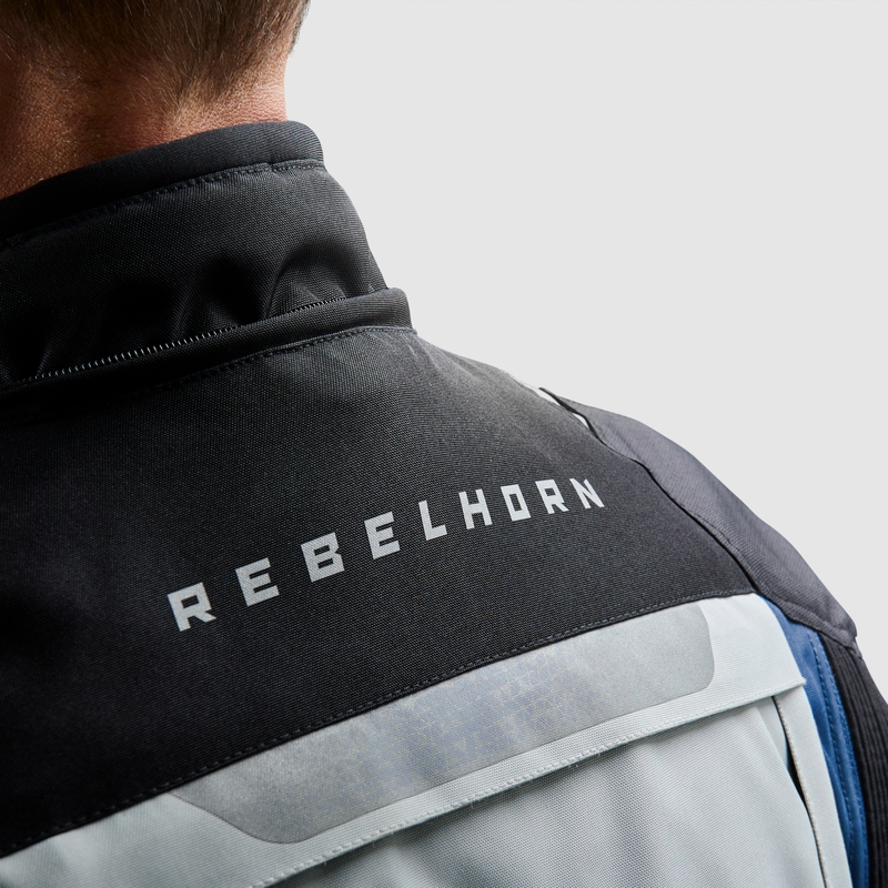 Chaqueta de moto Rebelhorn Cubby V azul-gris-roja