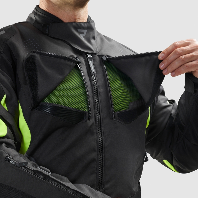Chaqueta de moto Rebelhorn Hiker IV negra-antracita-amarilla fluo